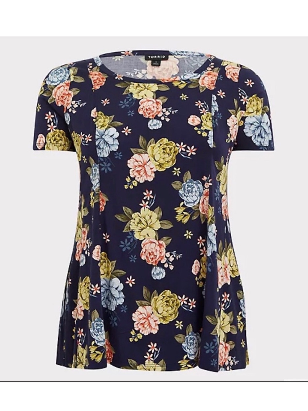 Torrid Navy Floral Swing Plus Size Top 2X 2